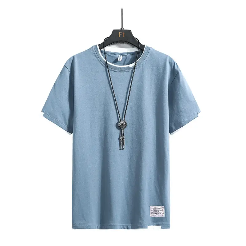 Men Pure Cotton Short Sleeve T-Shirt Black Loose Trendy