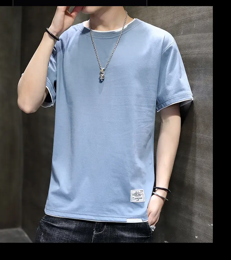 Men Pure Cotton Short Sleeve T-Shirt Black Loose Trendy — feature 14