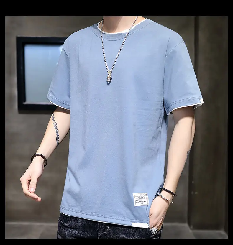 Men Pure Cotton Short Sleeve T-Shirt Black Loose Trendy — feature 15