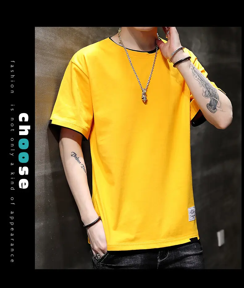 Men Pure Cotton Short Sleeve T-Shirt Black Loose Trendy — feature 20