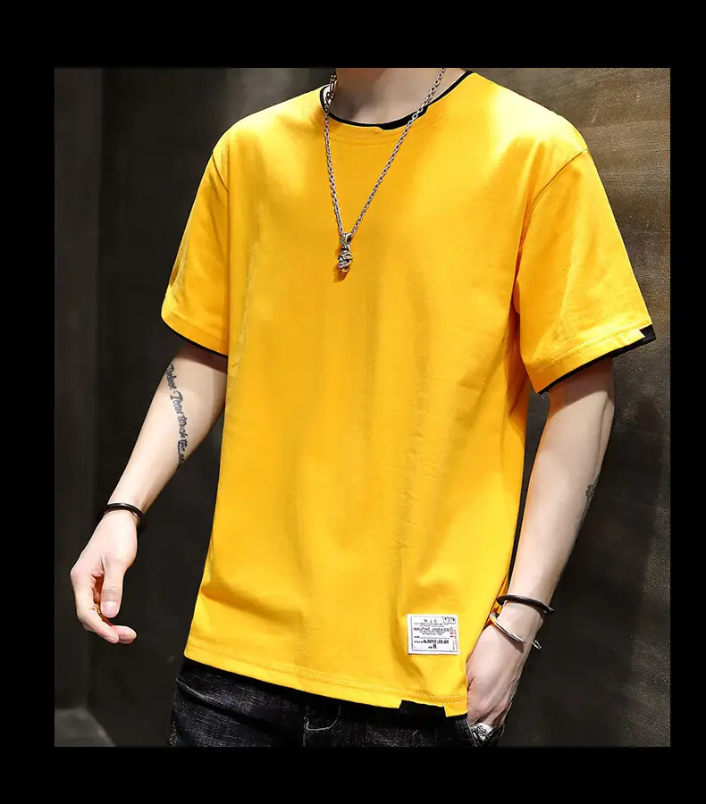 Men Pure Cotton Short Sleeve T-Shirt Black Loose Trendy — feature 21