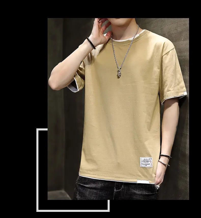 Men Pure Cotton Short Sleeve T-Shirt Black Loose Trendy — feature 22