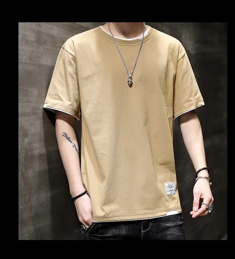 Men Pure Cotton Short Sleeve T-Shirt Black Loose Trendy — feature 23