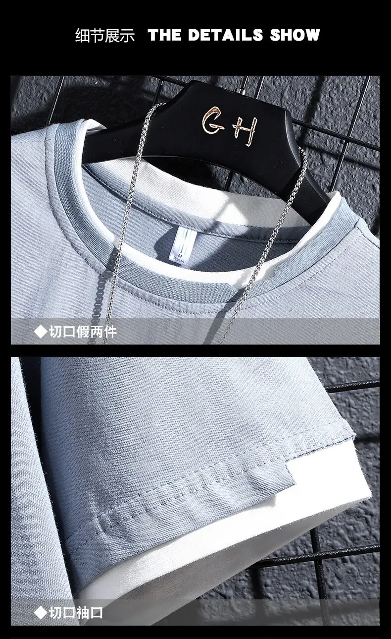 Men Pure Cotton Short Sleeve T-Shirt Black Loose Trendy — feature 26