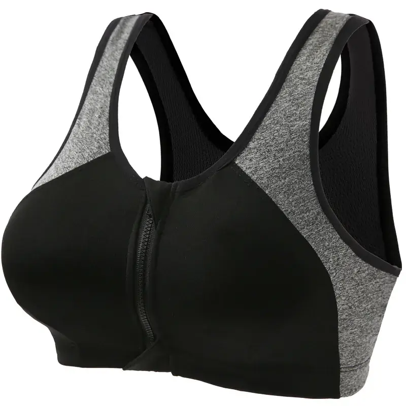 Women's Front Zipper Sports Bra No Rings High Strength