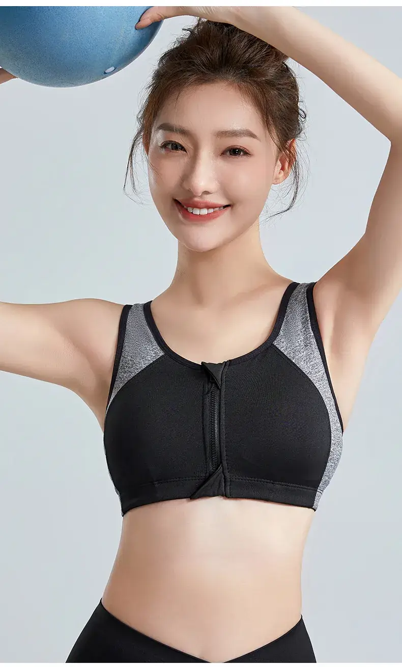 Women's Front Zipper Sports Bra No Rings High Strength — feature 11