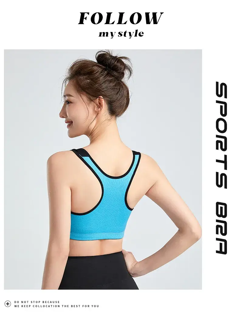 Women's Front Zipper Sports Bra No Rings High Strength — feature 15