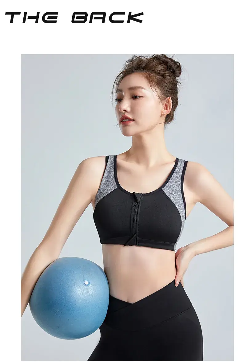Women's Front Zipper Sports Bra No Rings High Strength — feature 23