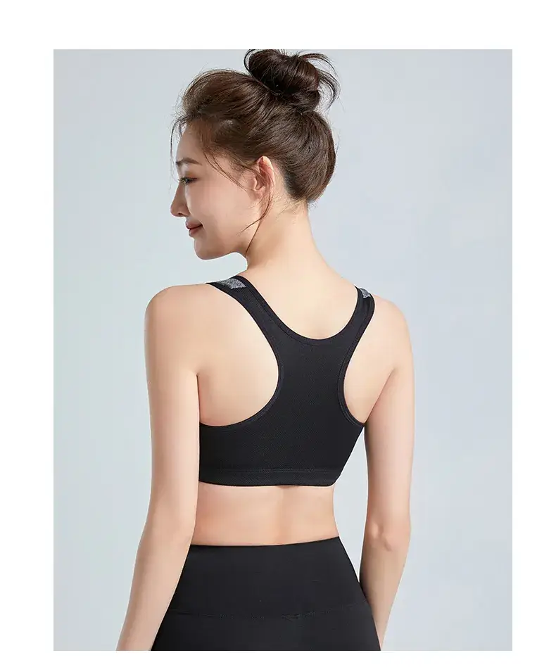 Women's Front Zipper Sports Bra No Rings High Strength — feature 25