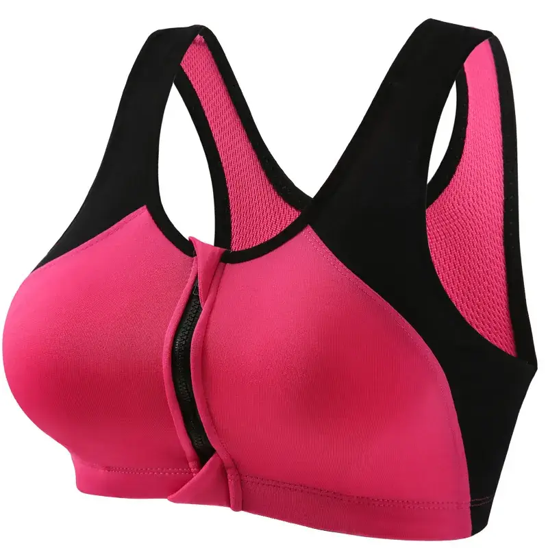 Women's Front Zipper Sports Bra No Rings High Strength