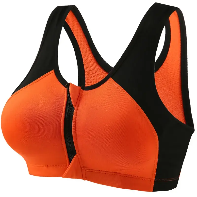 Women's Front Zipper Sports Bra No Rings High Strength