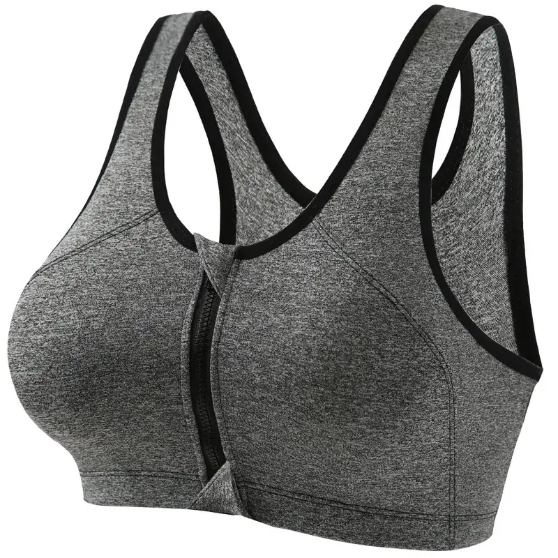 Women's Front Zipper Sports Bra No Rings High Strength