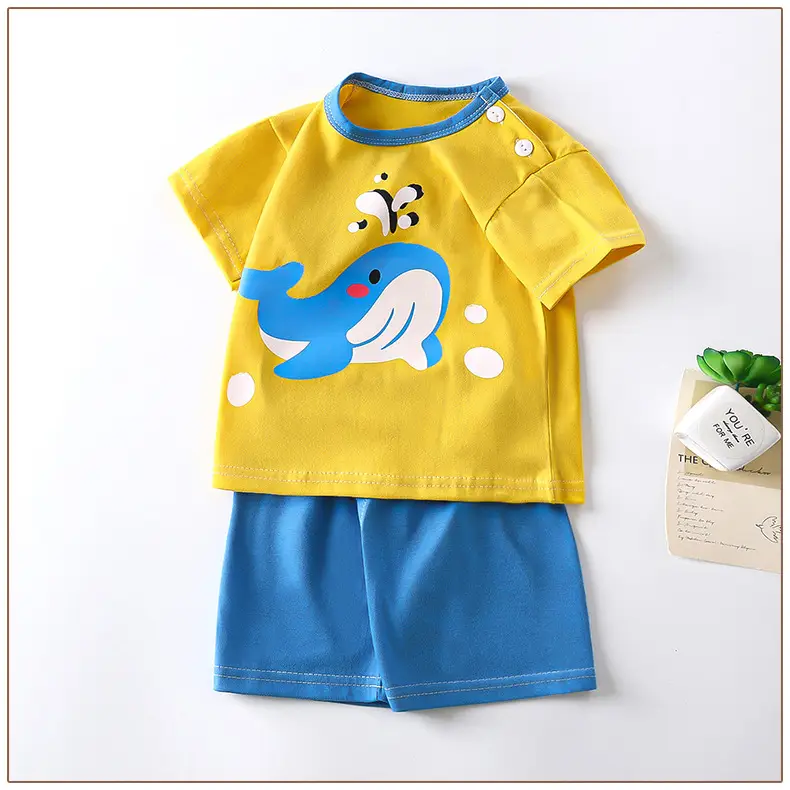Girls Cotton Bear Print Shorts Suit Summer Wear — feature 16