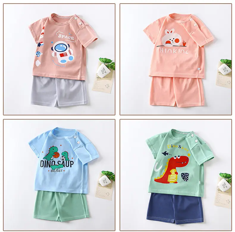 Girls Cotton Bear Print Shorts Suit Summer Wear — feature 17