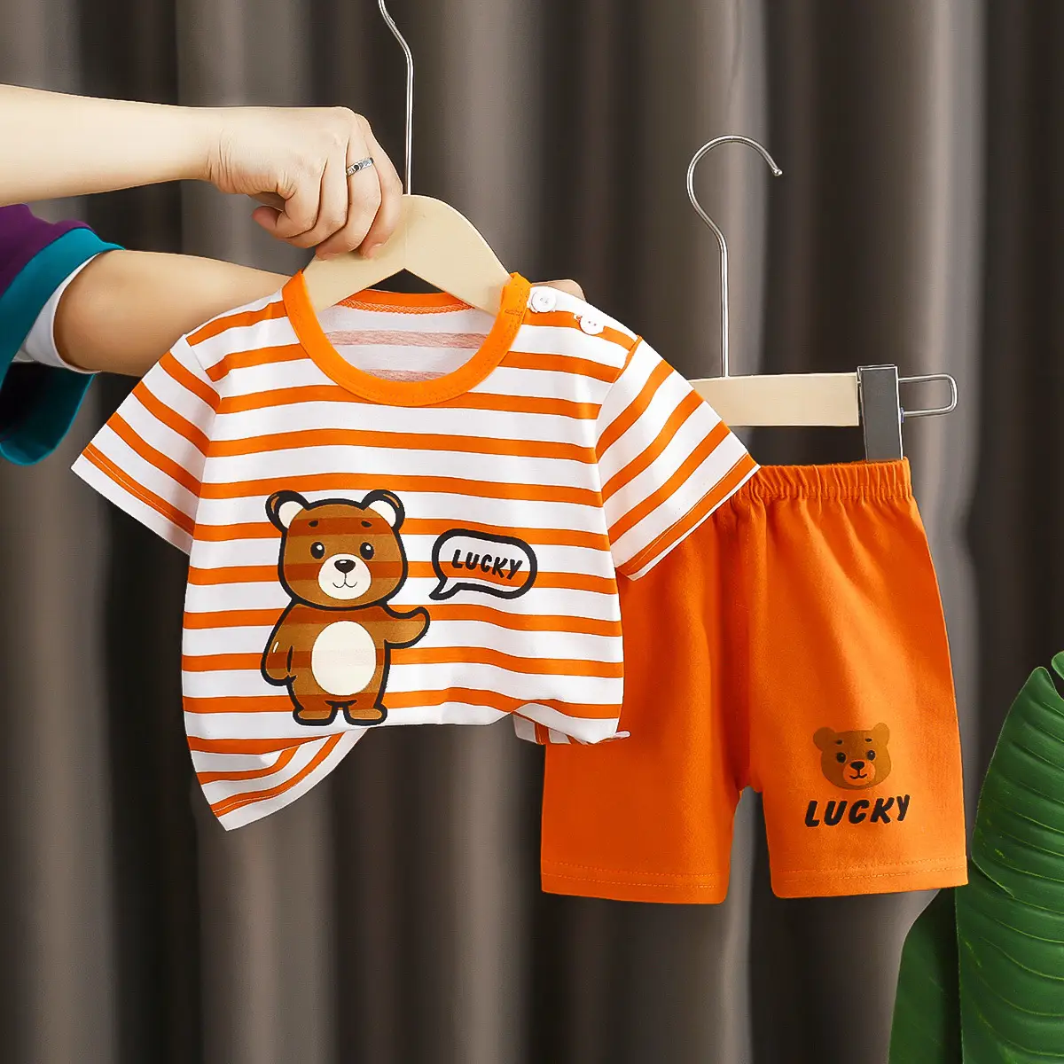 Girls Cotton Bear Print Shorts Suit Summer Wear - Image 10