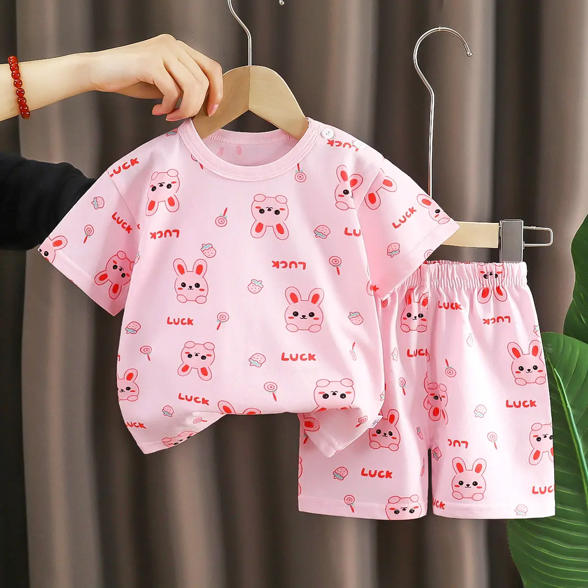 Girls Cotton Bear Print Shorts Suit Summer Wear - Image 13