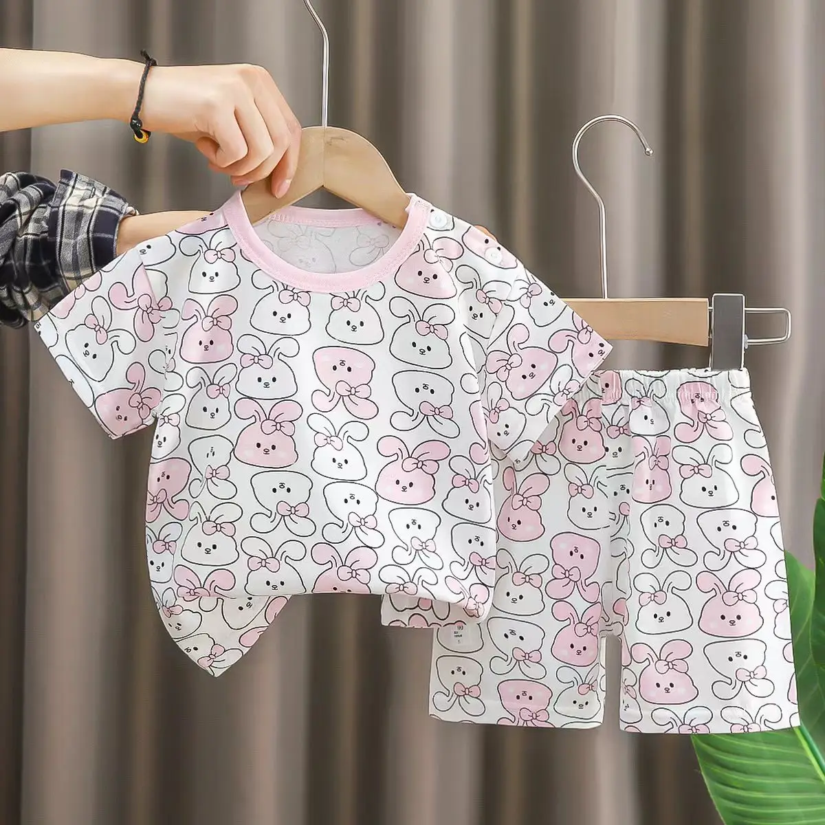 Girls Cotton Bear Print Shorts Suit Summer Wear - Image 16