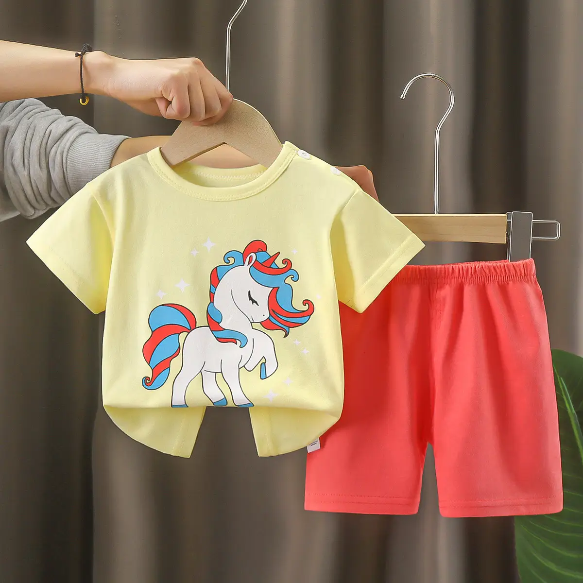 Girls Cotton Bear Print Shorts Suit Summer Wear - Image 31