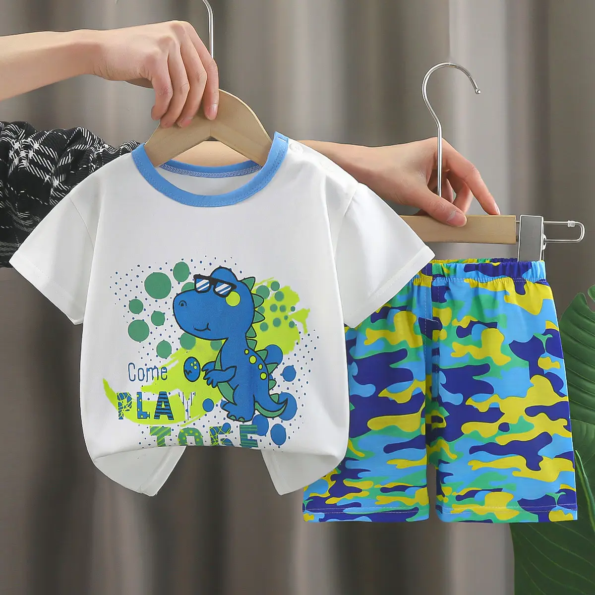Girls Cotton Bear Print Shorts Suit Summer Wear - Image 32