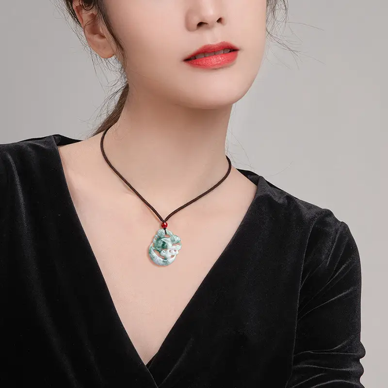 Natural Burma Jade Floating Flower Rabbit Pendant for Men Women - Image 4
