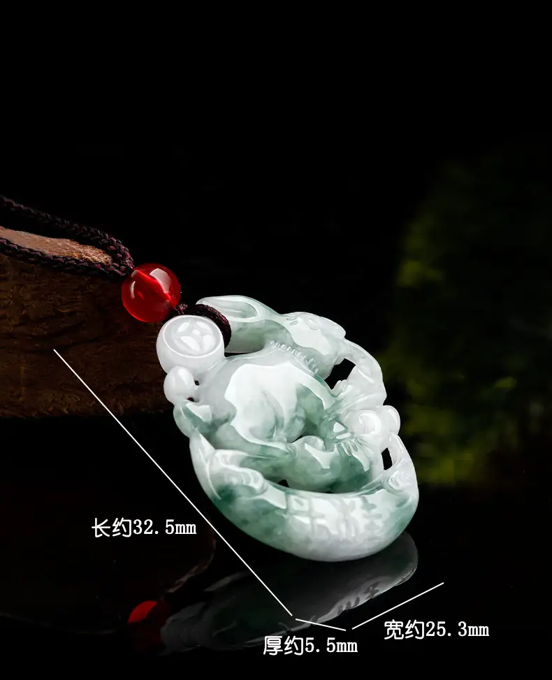 Natural Burma Jade Floating Flower Rabbit Pendant for Men Women — feature 5