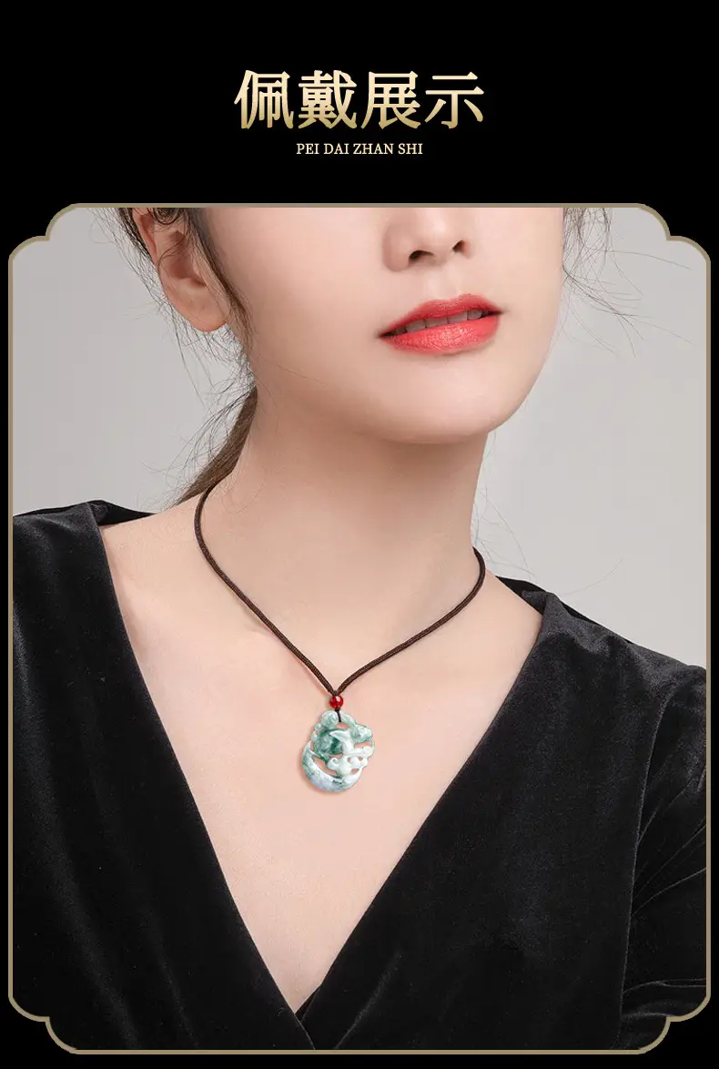 Natural Burma Jade Floating Flower Rabbit Pendant for Men Women — feature 7