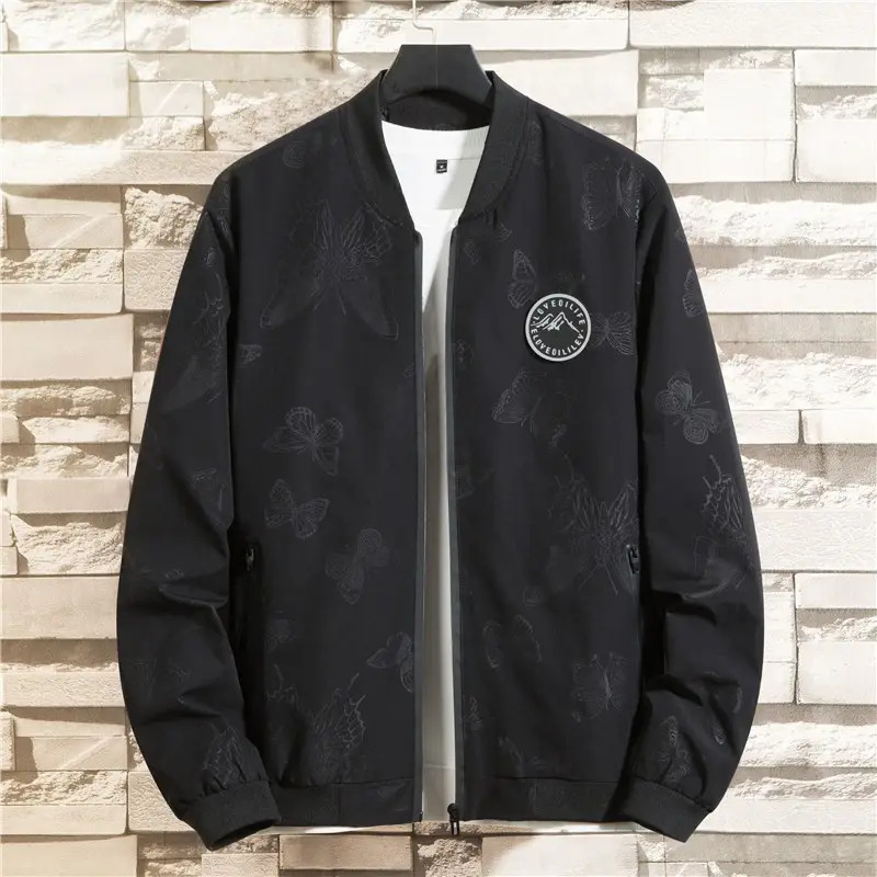 Fat Men's Spring and Autumn Plus Fat Plus Size Loose All-match Windproof Casual Jacket Fashion Trend Baseball Collar Jacket - Image 5