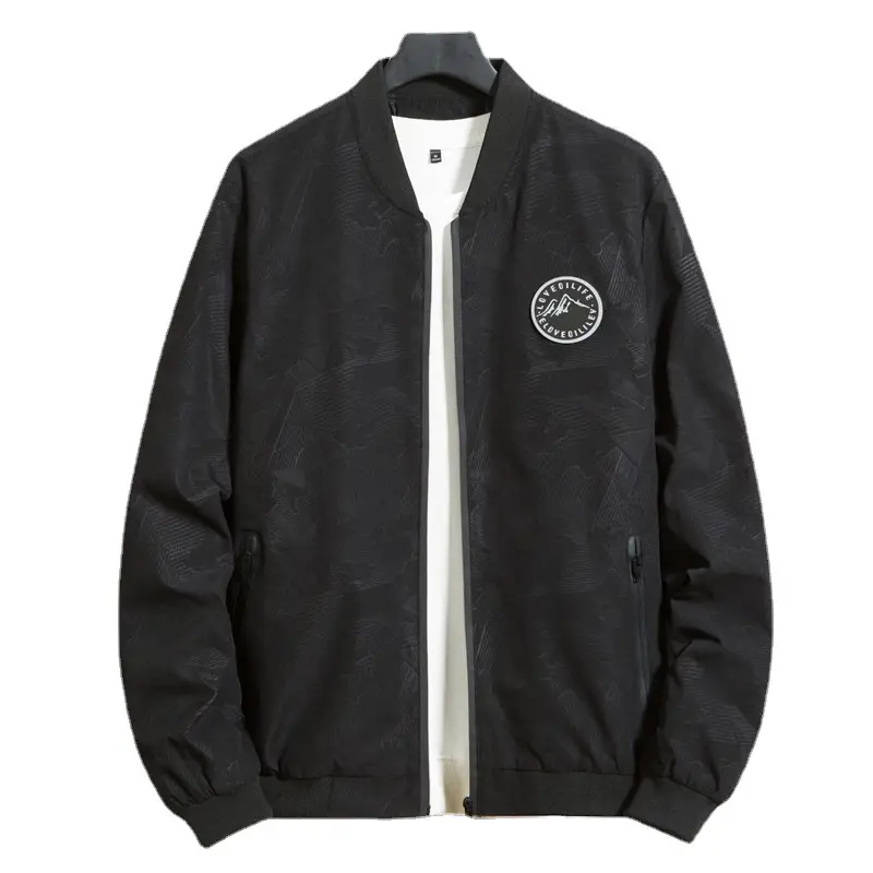 Fat Men's Spring and Autumn Plus Fat Plus Size Loose All-match Windproof Casual Jacket Fashion Trend Baseball Collar Jacket - Image 7
