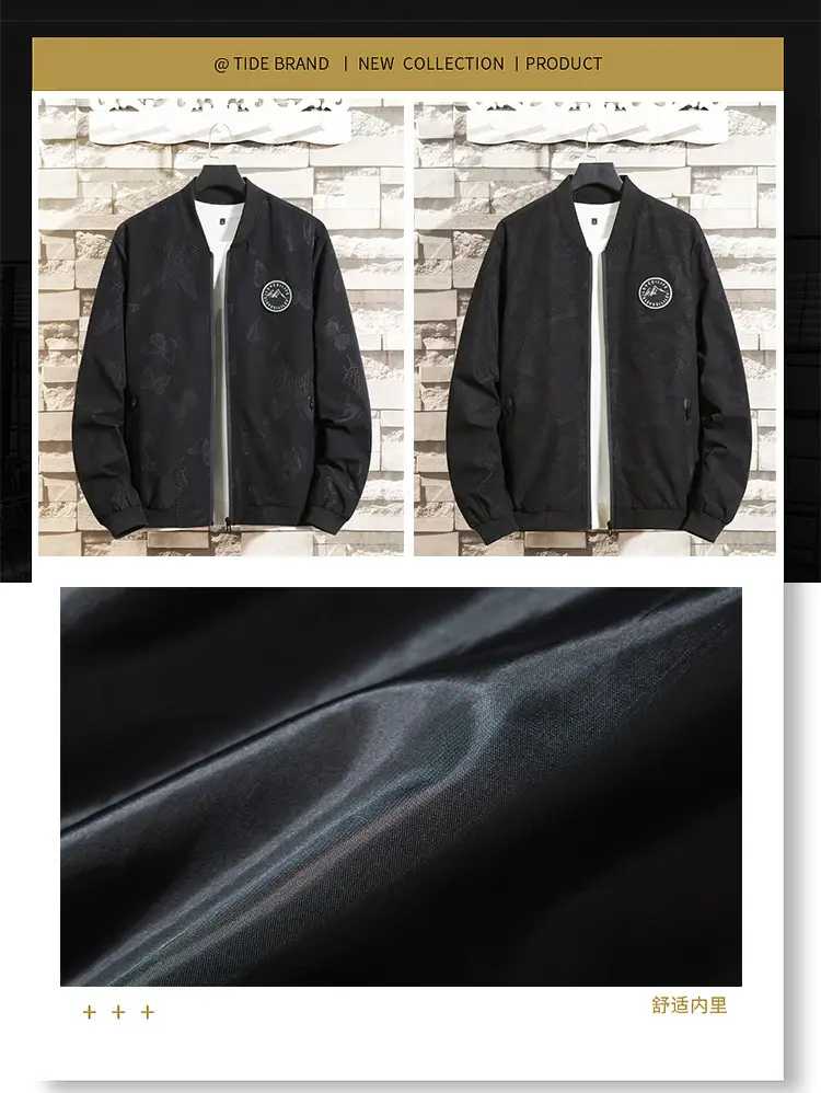 Fat Men's Spring and Autumn Plus Fat Plus Size Loose All-match Windproof Casual Jacket Fashion Trend Baseball Collar Jacket — feature 11