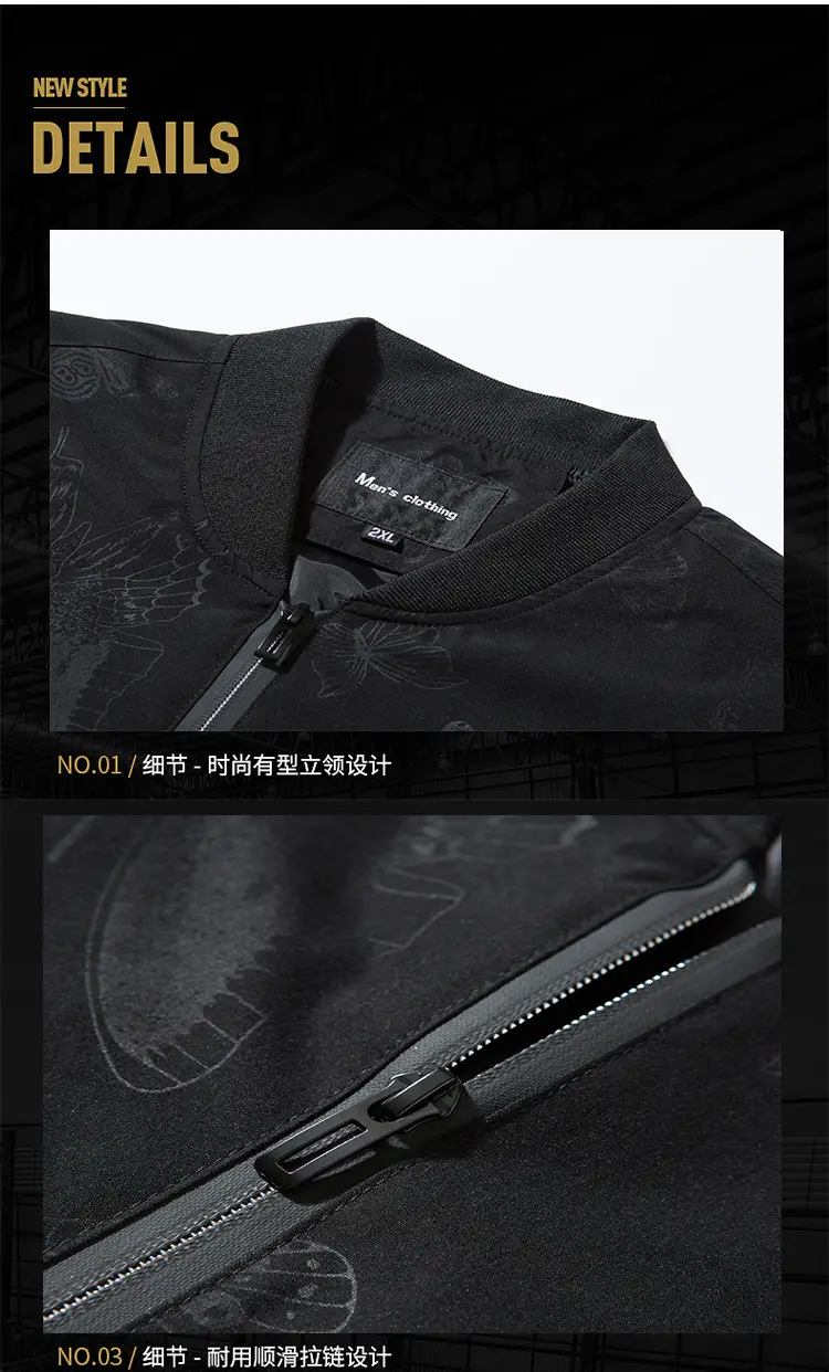Fat Men's Spring and Autumn Plus Fat Plus Size Loose All-match Windproof Casual Jacket Fashion Trend Baseball Collar Jacket — feature 20
