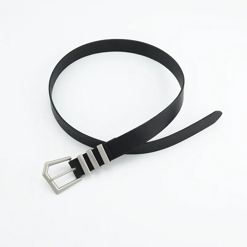 Women Black K-Style Belt with 2 Stripes - Image 3