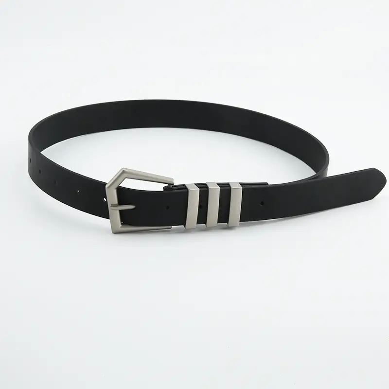 Women Black K-Style Belt with 2 Stripes - Image 4