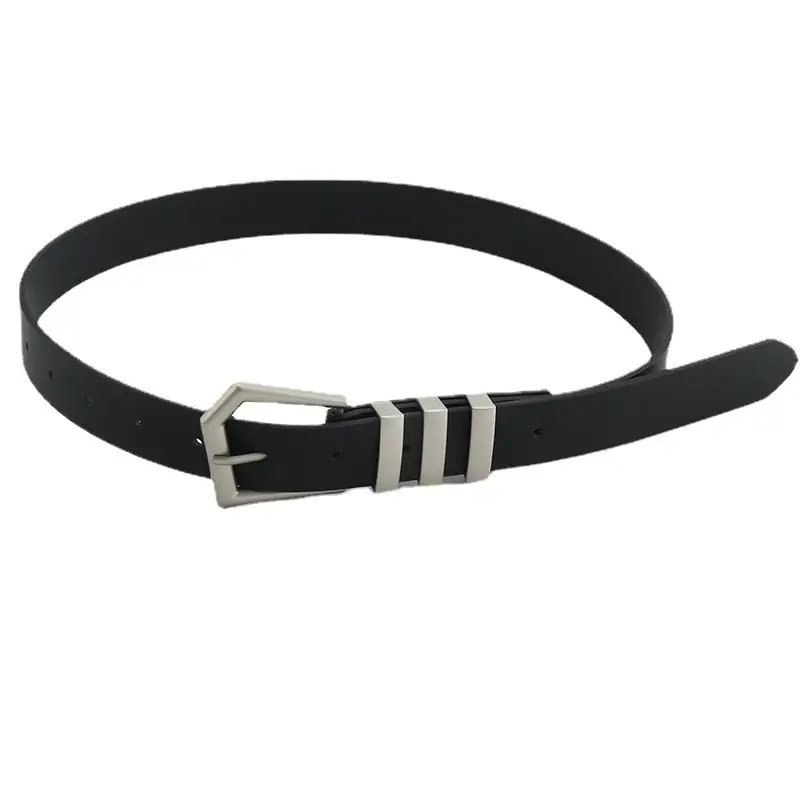 Women Black K-Style Belt with 2 Stripes - Image 6