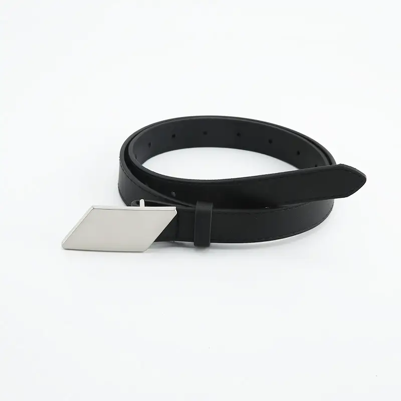 Women Black Decorative Belt with Smooth Buckle - Image 2