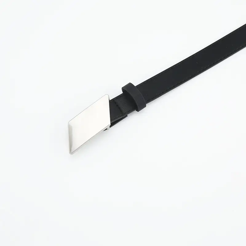 Women Black Decorative Belt with Smooth Buckle - Image 3
