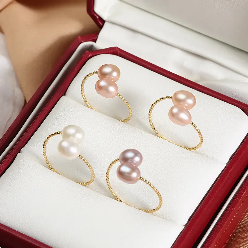Running Volume Pearl Rings Copper Gold Plated Three Color Wholesale