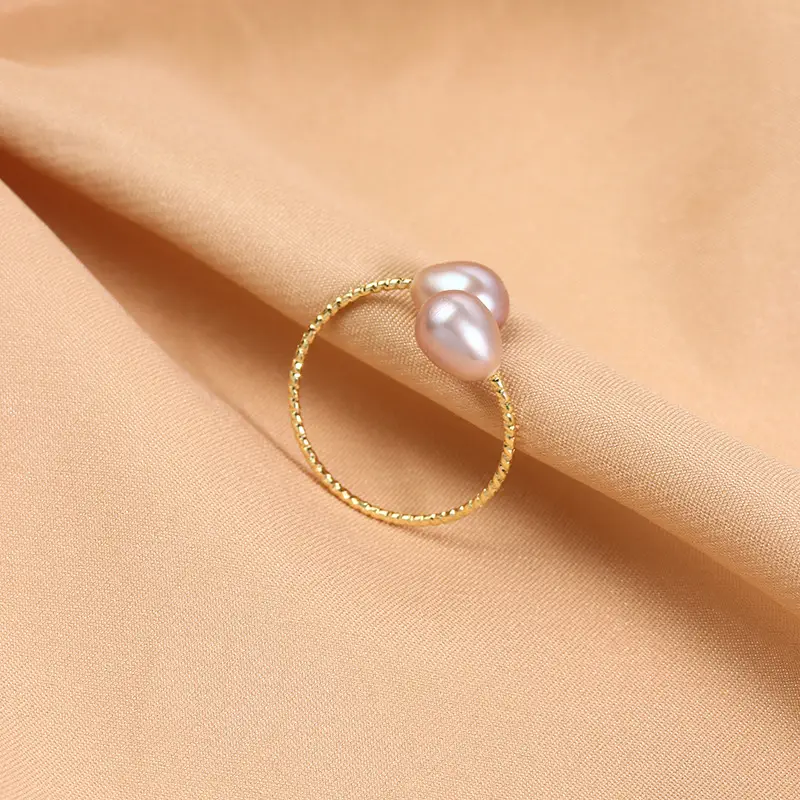 Running Volume Pearl Rings Copper Gold Plated Three Color Wholesale