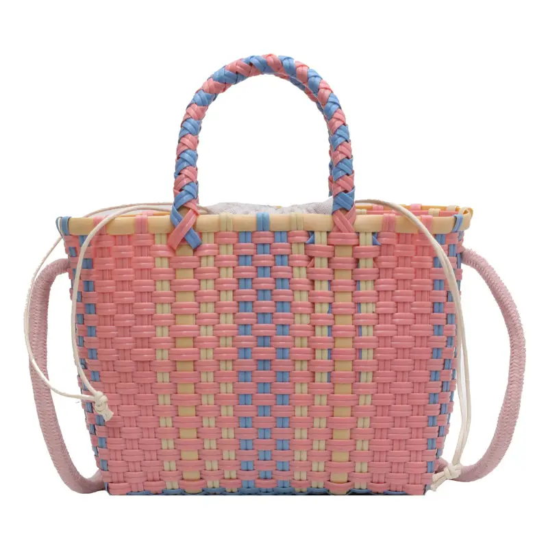 Woven Women's Summer Crossbody Bag Pink Blue - Image 8