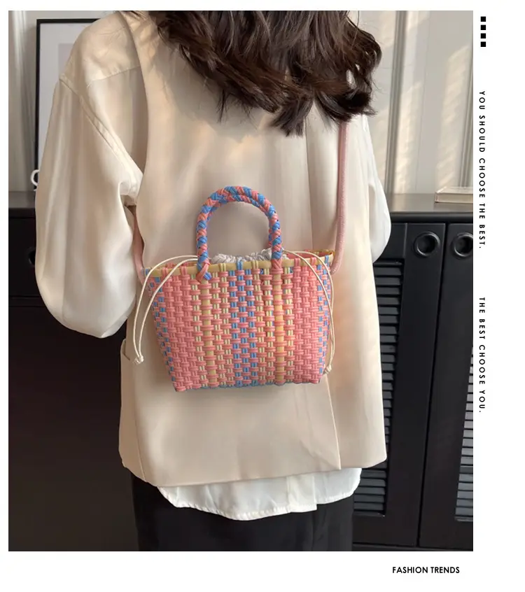 Woven Women's Summer Crossbody Bag Pink Blue — feature 10