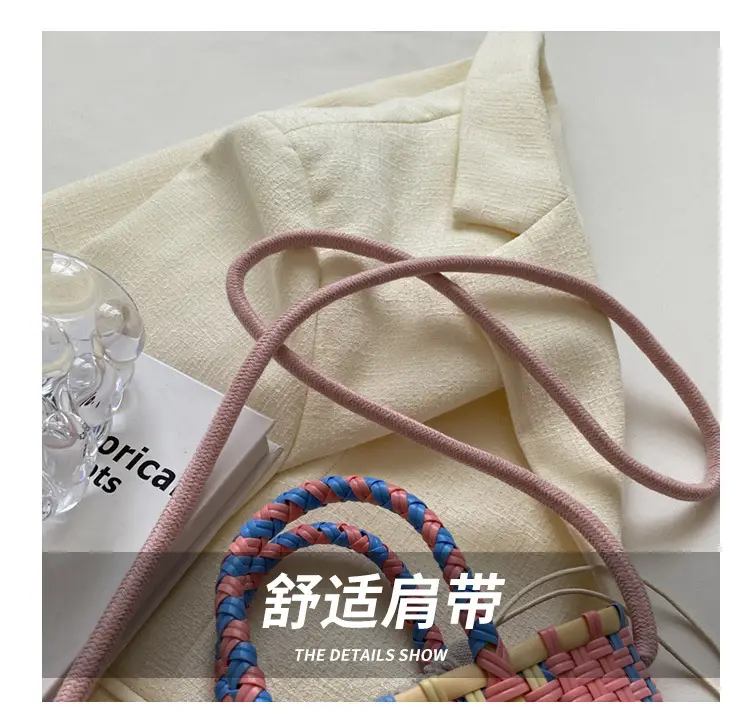 Woven Women's Summer Crossbody Bag Pink Blue — feature 14