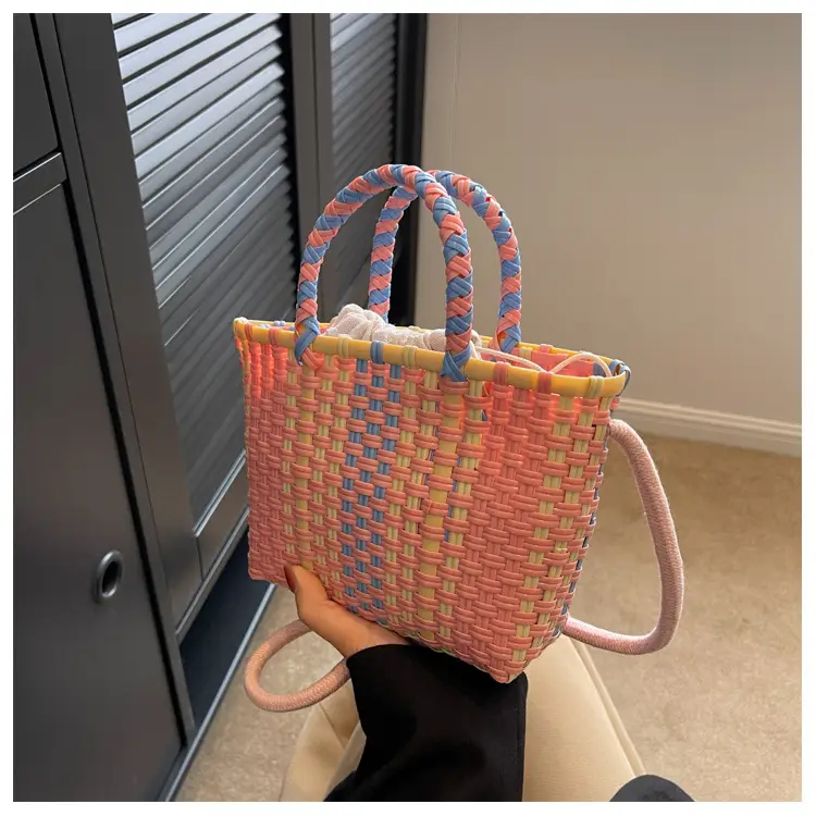Woven Women's Summer Crossbody Bag Pink Blue — feature 16