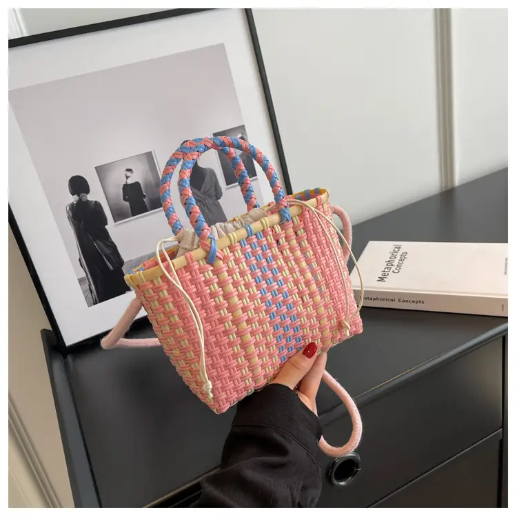 Woven Women's Summer Crossbody Bag Pink Blue — feature 17