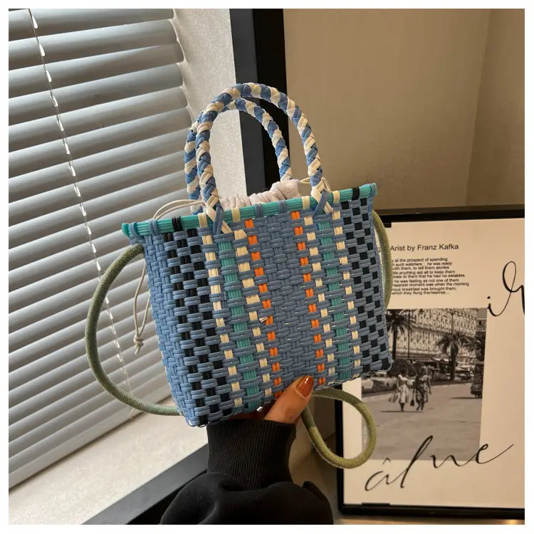 Woven Women's Summer Crossbody Bag Pink Blue — feature 21