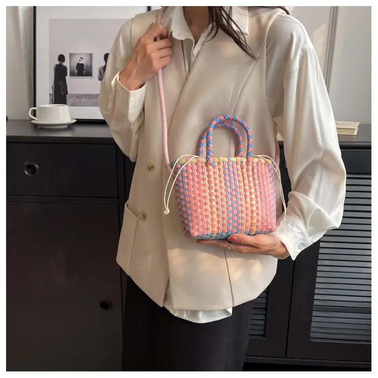 Woven Women's Summer Crossbody Bag Pink Blue — feature 22