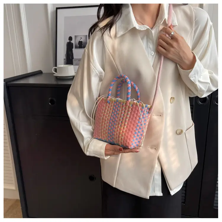 Woven Women's Summer Crossbody Bag Pink Blue — feature 23