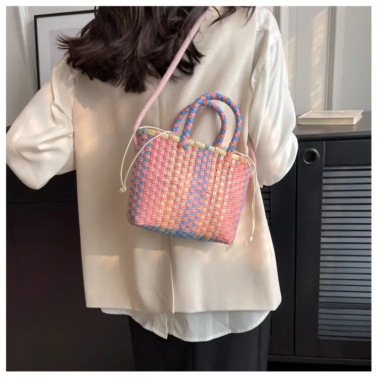 Woven Women's Summer Crossbody Bag Pink Blue — feature 24