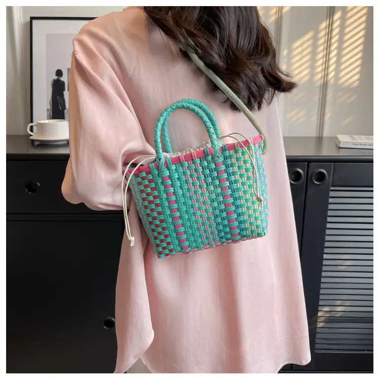 Woven Women's Summer Crossbody Bag Pink Blue — feature 26