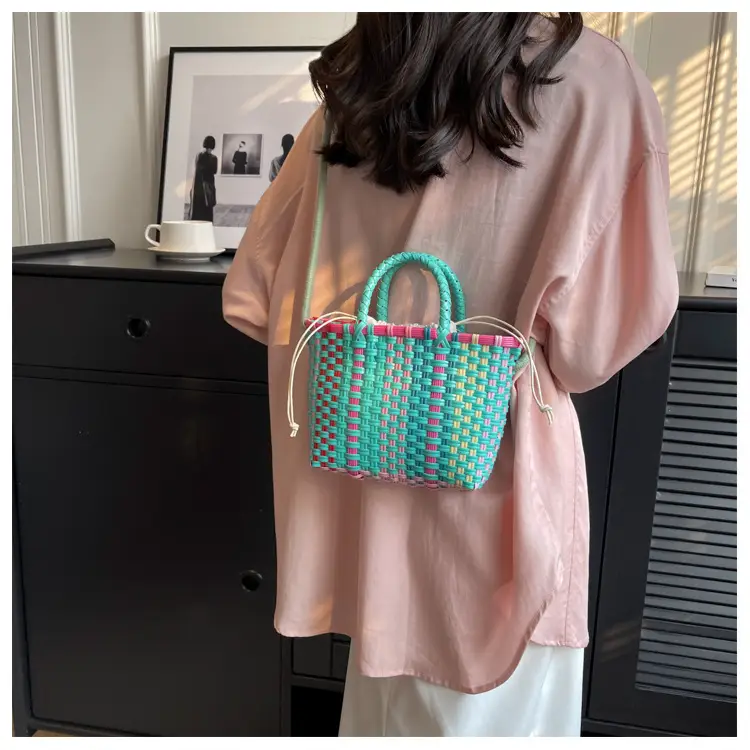 Woven Women's Summer Crossbody Bag Pink Blue — feature 27