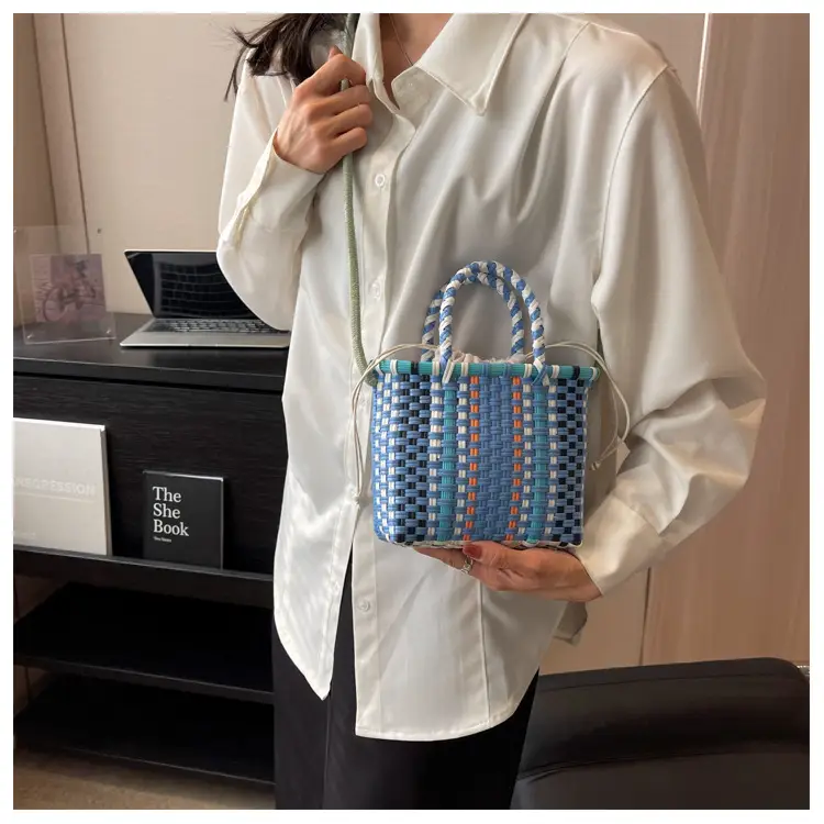 Woven Women's Summer Crossbody Bag Pink Blue — feature 28