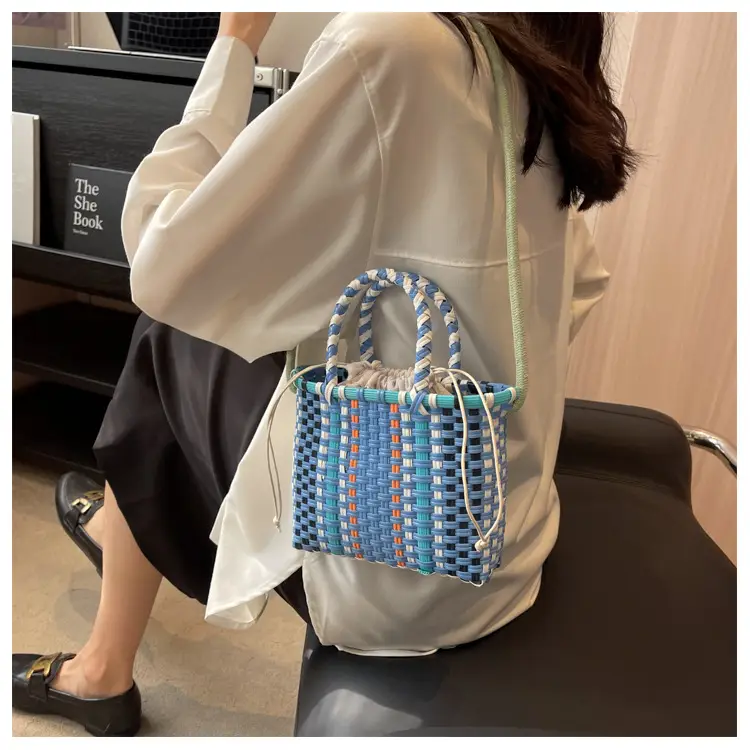 Woven Women's Summer Crossbody Bag Pink Blue — feature 29